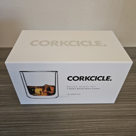 Corkcicle Other - Corkcicle Rocks Glass Set of 2 in box Clear 12oz Double Walled for Hot or Cold